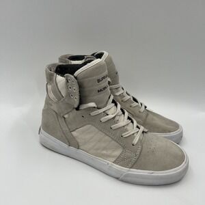 Supra Skytop Muska 001 Skateboarding Shoes Mens 8 Cream ivory Retro Sneakers